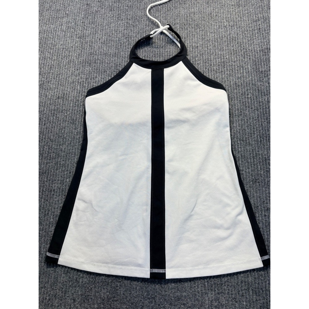 Lululemon Halter Neck Tank Top White Black Colorblock LW1D18S Size 6